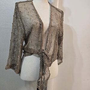 Chic Open-Knit Tie-Front Cardigan Y2k